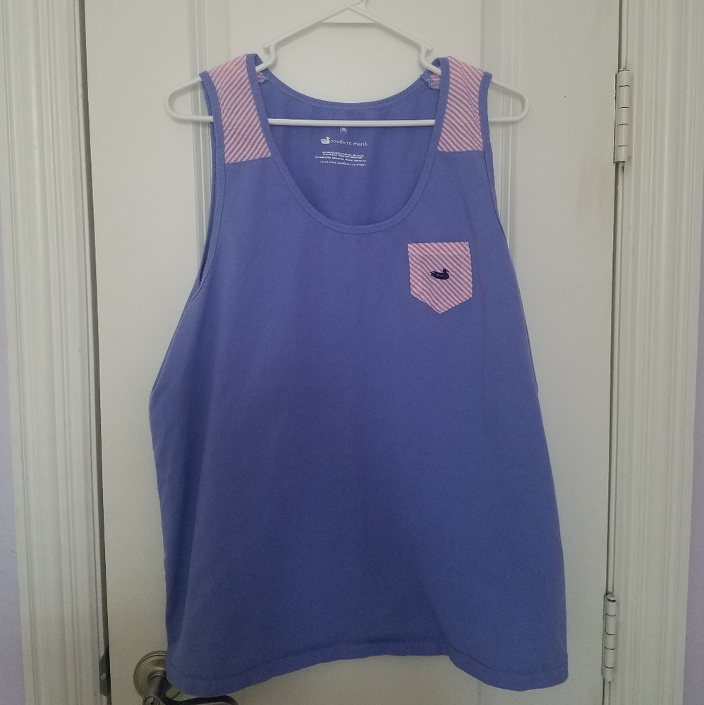 Southern Marsh Jessica Purple Gingham Tank Top XL - Picture 4 of 6